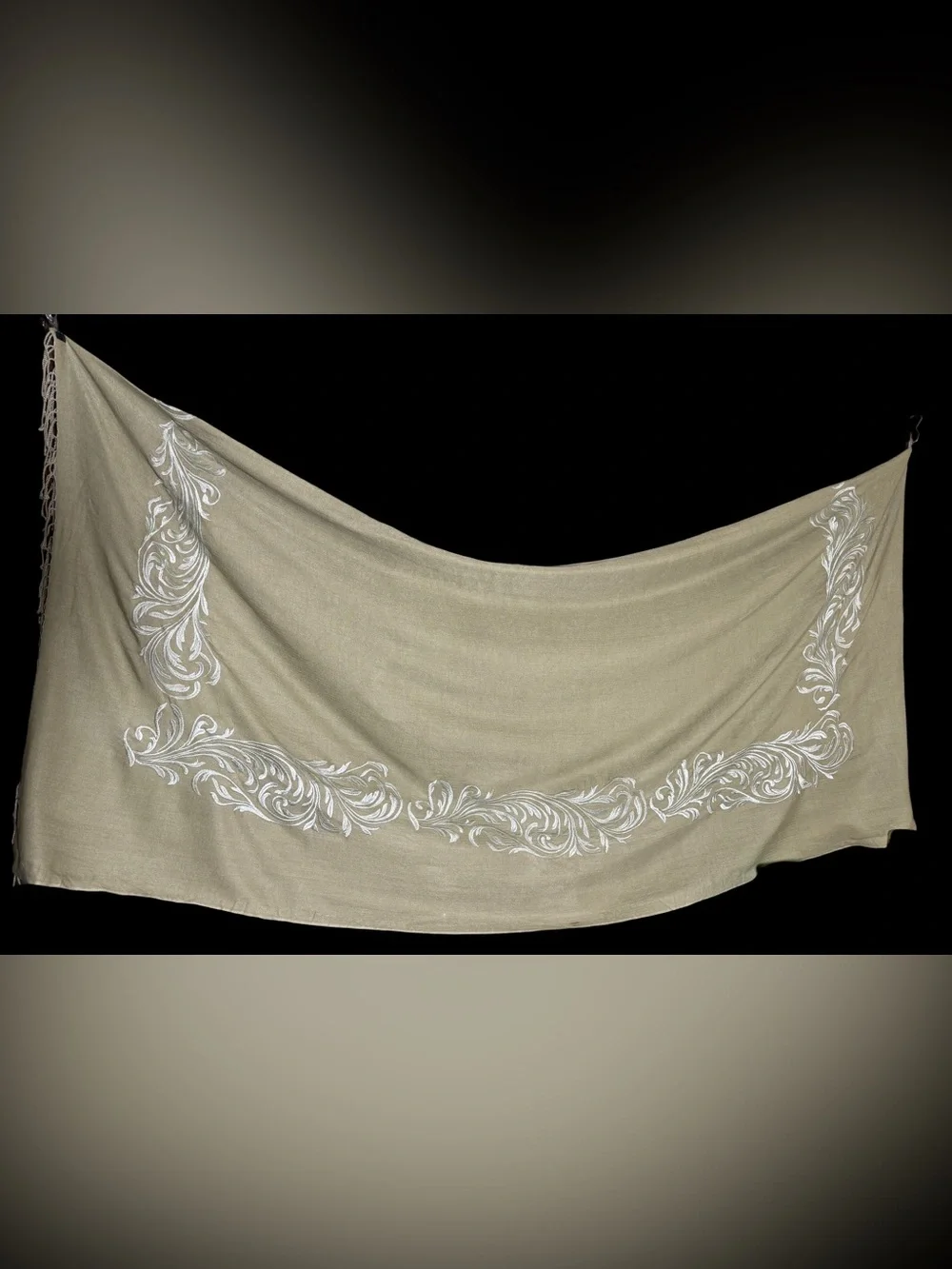 Court of Versailles Cashmere Silk Embroidered Sage Green Decorative Throw